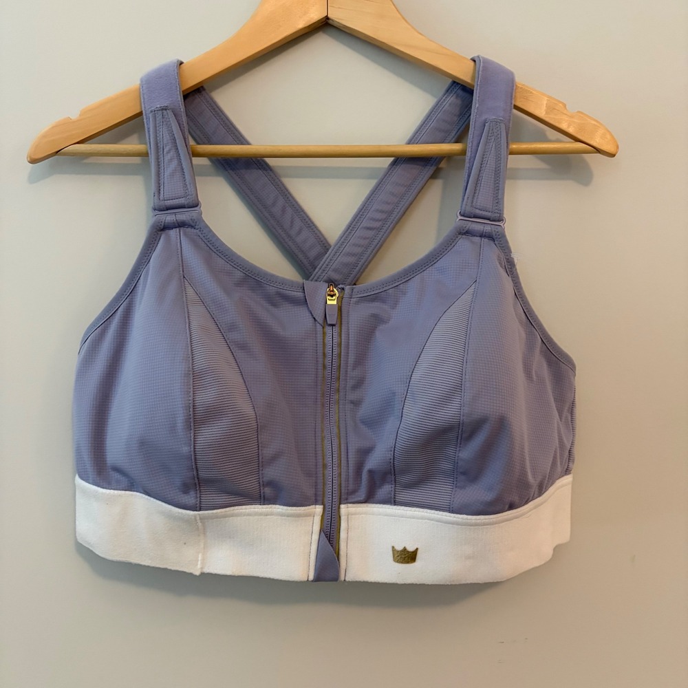 SHEFIT Ultimate Sports Bra Lavender White High Impact Front Zip 2Luxe 110002